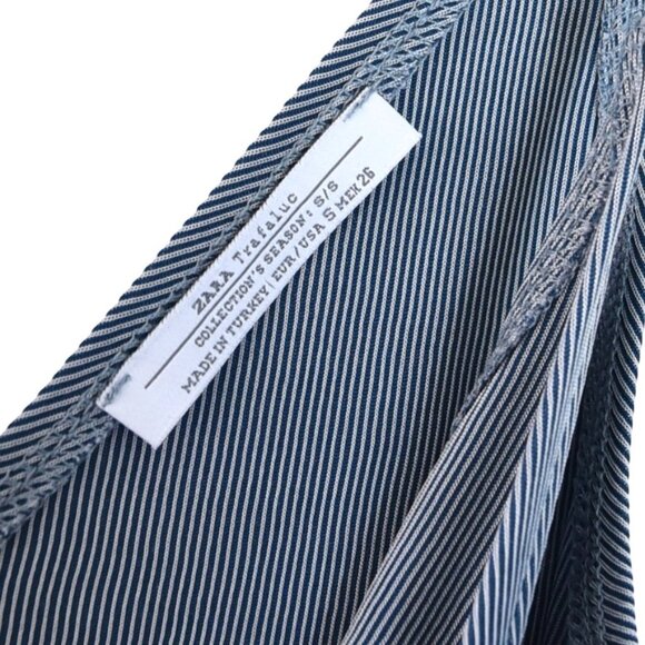 Zara Blue Midi Slip Dress Strappy Button Front Minimalist Summer Casual  Small - Picture 6 of 6